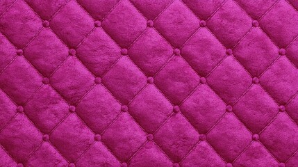Deep magenta quilted fabric with diamond pattern and small, round buttons