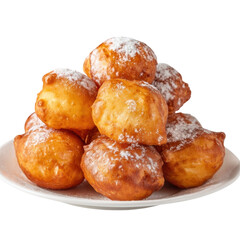 Sweet Fried Pastry Balls Dusting with Powdered Sugar on a Plate