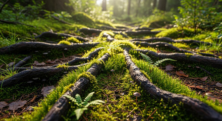 At the foot of the forest, where moss and tree roots spread