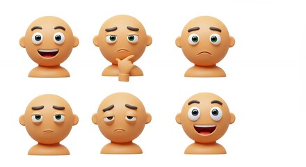 Obraz premium Cartoon human heads displaying different emotions