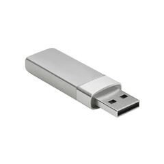 Metal USB Flash Drive on White Background with Reflection