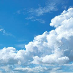 Obraz premium Vast blue sky, puffy white clouds