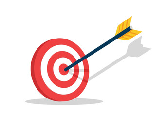 Arrow hitting bullseye on a target with shadow dart