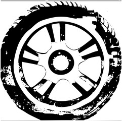 Obraz premium Vector Detailed wheel rim with tire tread .
