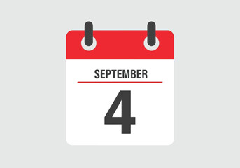 Fototapeta premium Calendar page showing September 4th date vector illustration