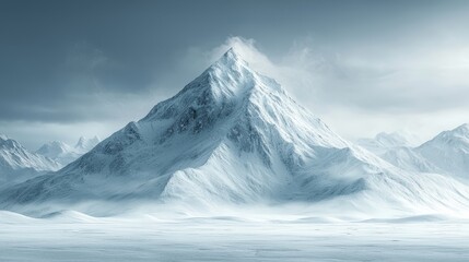 Snowy Mountain Peak Winter Landscape Dramatic Sky