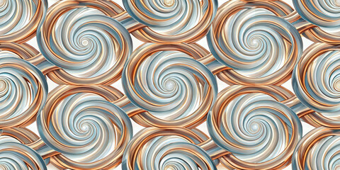 Mesmerizing swirling pattern of metallic blue and copper abstract shapes creates a modern, elegant backdrop