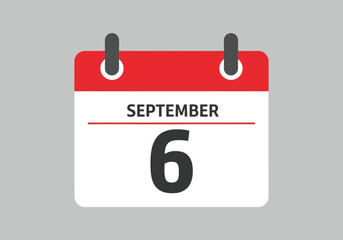 September 6th Calendar Page date number