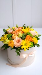 Colorful flower arrangement in a box (1)