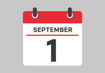 Fototapeta premium September First Calendar Page Icon date