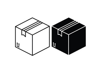 Obraz premium Two isometric cardboard boxes one white one black packaging