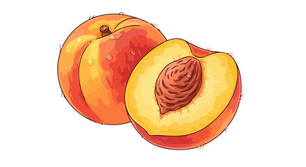 juicy peach halves fresh fruit illustration for summer recipes