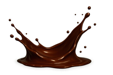 Smooth, creamy, dark chocolate splashing, creating a dynamic crown shape against a transparent background, perfect for food and beverage advertising