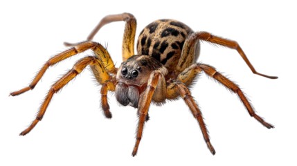 Spider's Detailed Portrait: A detailed close-up of a spider, showcasing intricate patterns and textures, its many eyes and appendages providing a captivating view into the arachnid world.