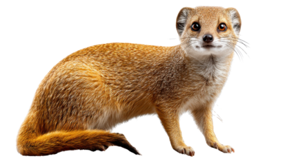 Golden Mongoose Portrait: A captivating portrait of a golden mongoose, with its sleek fur, alert gaze, and captivating presence, standing as a symbol of wildlife beauty.