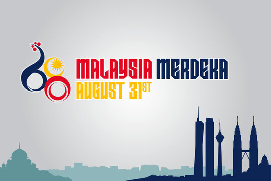 Malaysia 68th Independence Day Celebration Poster &ndash; August 31st Merdeka Design with Skyline Silhouette