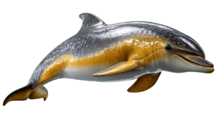 Oceanic Grace: This image features a single, vibrant dolphin against a contrasting background, showing its sleek form and playful spirit. The focus is on this intelligent creature’s natural beauty.