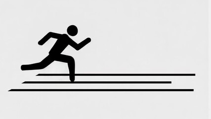 Vector illustrations of a running person silhouette on a track, a symbol of sport and competition