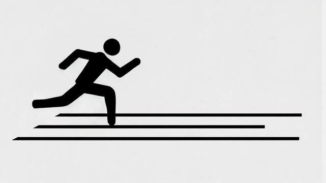 Vector illustrations of a running person silhouette on a track, a symbol of sport and competition