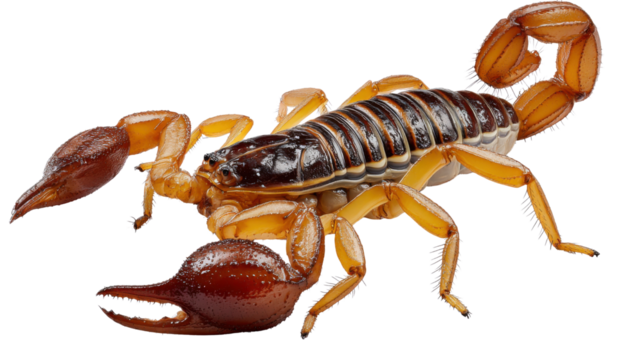 Venomous Scorpion: An up-close and personal look at a fearsome scorpion, highlighting its sharp pincers, segmented body, and lethal tail.