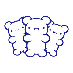 3 Gummy Bears Yummy Friends Gum Candy Jelly Cute Team