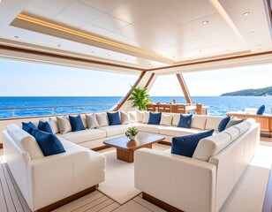 Fototapeta premium Luxurious yacht interior lounge area