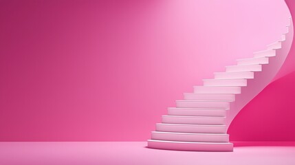 Obraz premium Elegant spiral staircase in a vibrant pink setting