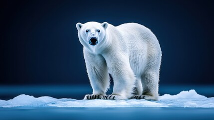 Fototapeta premium Majestic polar bear on ice in a serene Arctic landscape