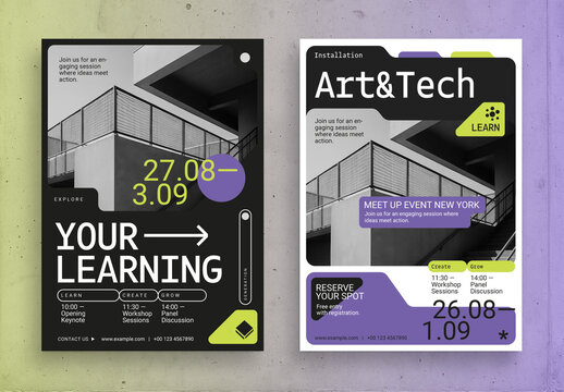 Educational Event Posters with Geometric Shapes