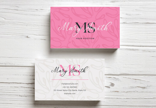 Elegant Feminine Business Card Design with Pink Accent