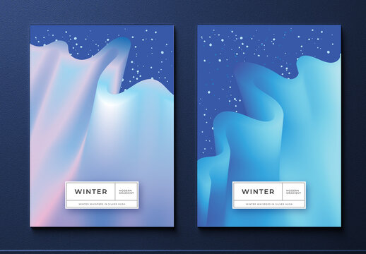Surreal Winter Poster Layouts with Flowing Icy Gradients