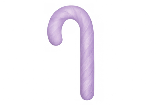 Spinning purple candy cane creating whimsical holiday mood against transparent backdrop, highlighting seasonal festivity