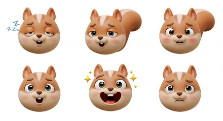 Obraz premium Cartoon squirrel faces expressions illustration