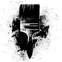 Vector Black Paintbrush with Splatter