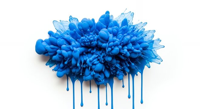Abstract Blue Ink Explosion on White Background