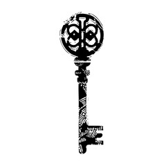 Obraz premium Vector Intricate antique key with ornamental head.