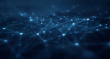 Abstract Blue Network Connection Background with Glowing Points and Lines