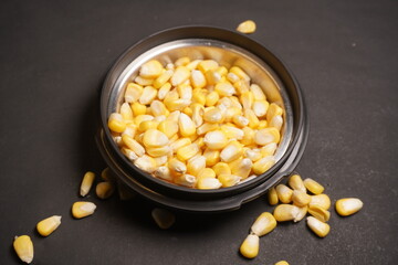 Sweet Corn : Corn kernels are small maize fruits containing a hard shell, dense starch-filled endosperm, and embryo germ essential for growth