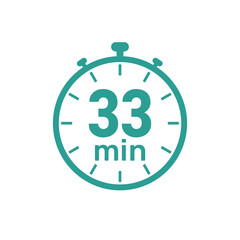 33 minute Timer, clock, icon vector stopwatch isolated icons.