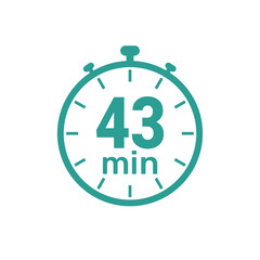 43 minute Timer, clock, icon vector stopwatch isolated icons.