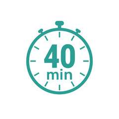 40 minute Timer, clock, icon vector stopwatch isolated icons.