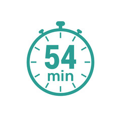 54 minute Timer, clock, icon vector stopwatch isolated icons.