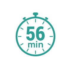 56 minute Timer, clock, icon vector stopwatch isolated icons.