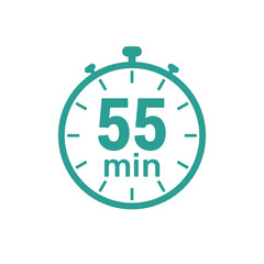 55 minute Timer, clock, icon vector stopwatch isolated icons.