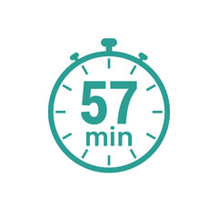 Obraz premium 57 minute Timer, clock, icon vector stopwatch isolated icons.