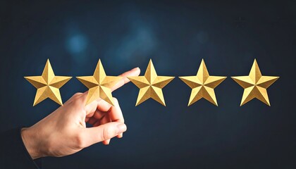 Hand pointing at a rating star