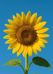 Fototapeta premium Vibrant sunflower against clear sky.