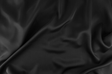 Black Crumpled Silk Texture Background