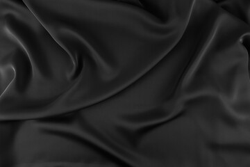 Black Crumpled Silk Texture Background