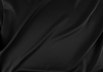 Black Crumpled Silk Texture Background